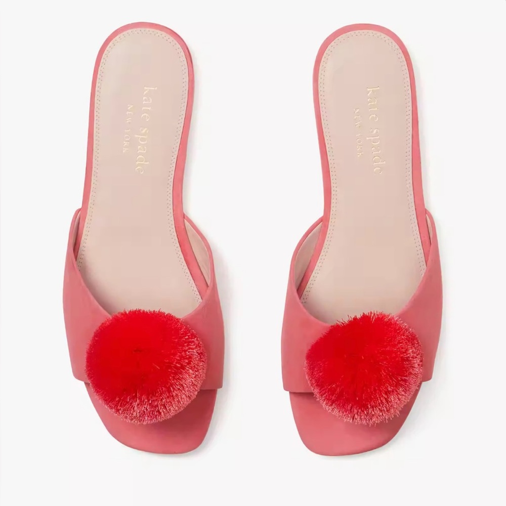 ♠️♠️♠️♠️♠️♠️♠️♠️♠️♠️♠️♠️♠️KATE SPADE AMOUR POM SLIDE♠️♠️♠️♠️♠️PINK PEPPERCORN♠️